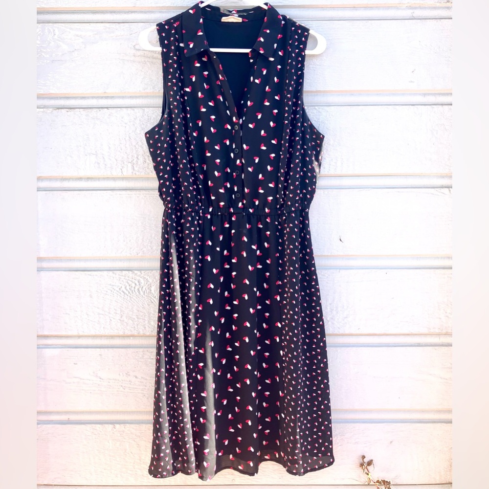 Maison Jules black white pink heart dress 6 M